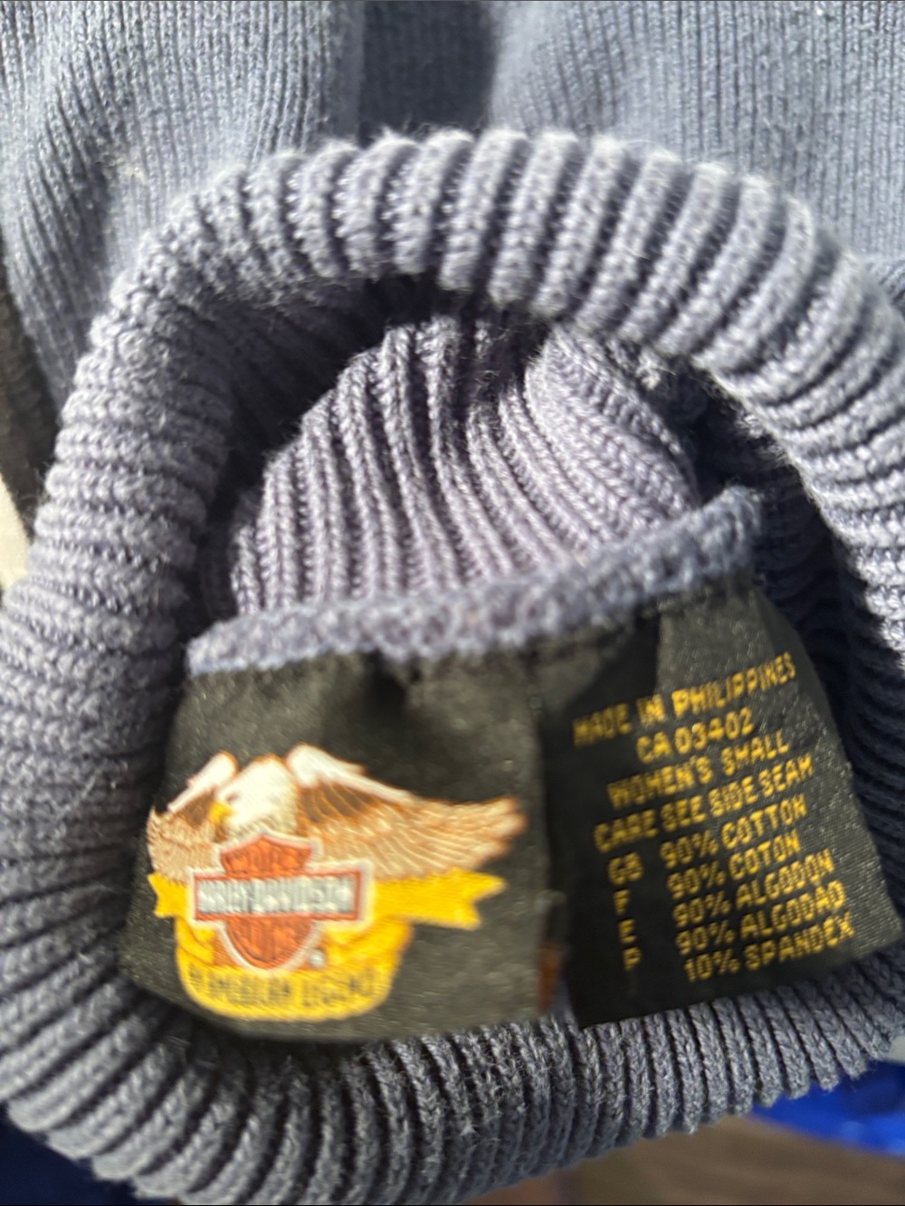 Harley-Davidson Slate Blue Turtleneck Sweater with Logo Sleeve - Picture 3 of 3